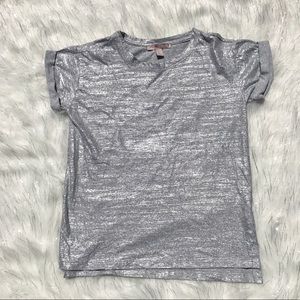 Forever 21 Metallic Silver Tee Cuffed Sleeves XS